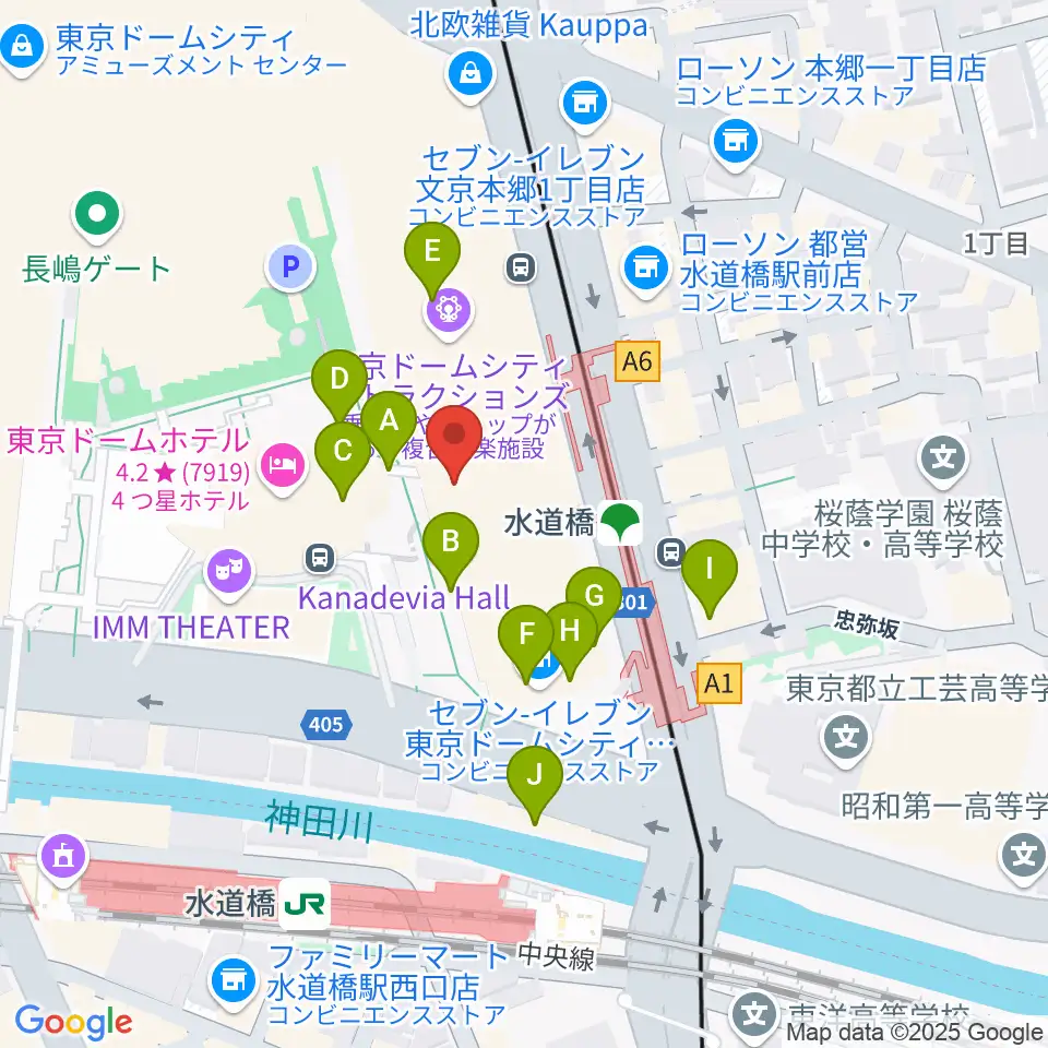 カナデビアホール周辺のカフェ一覧地図