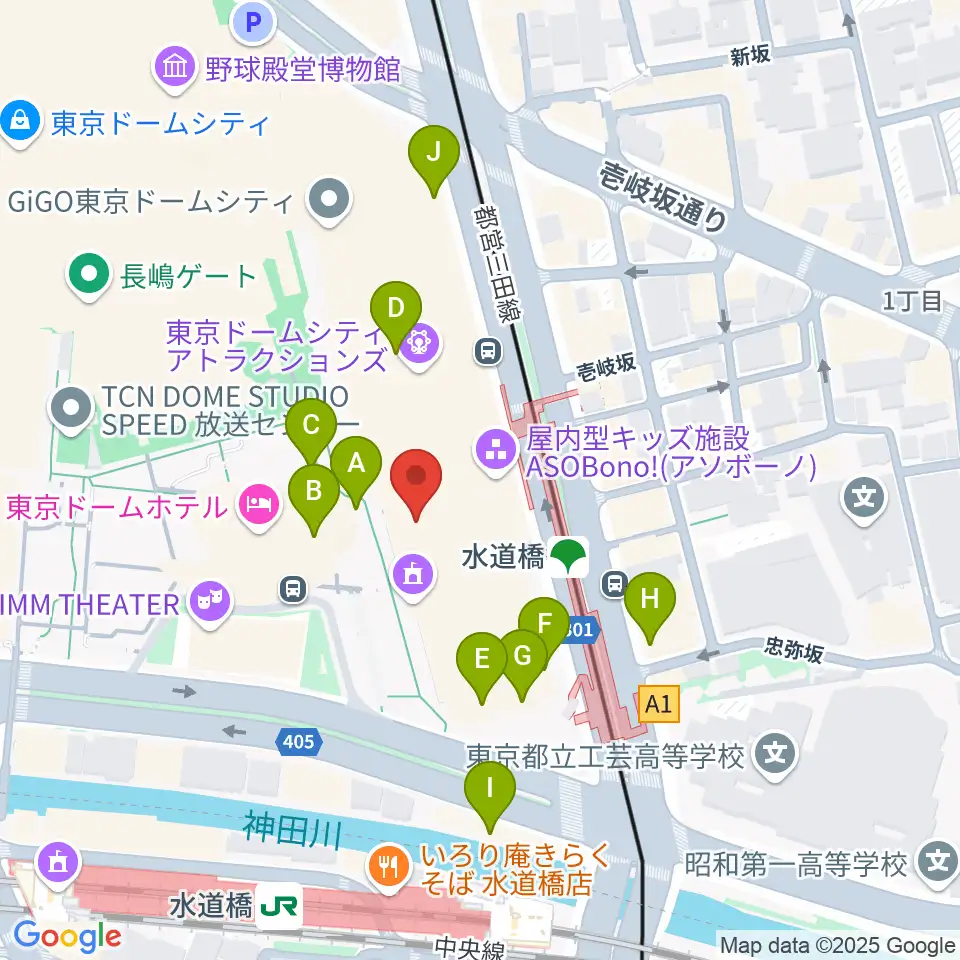 カナデビアホール周辺のカフェ一覧地図