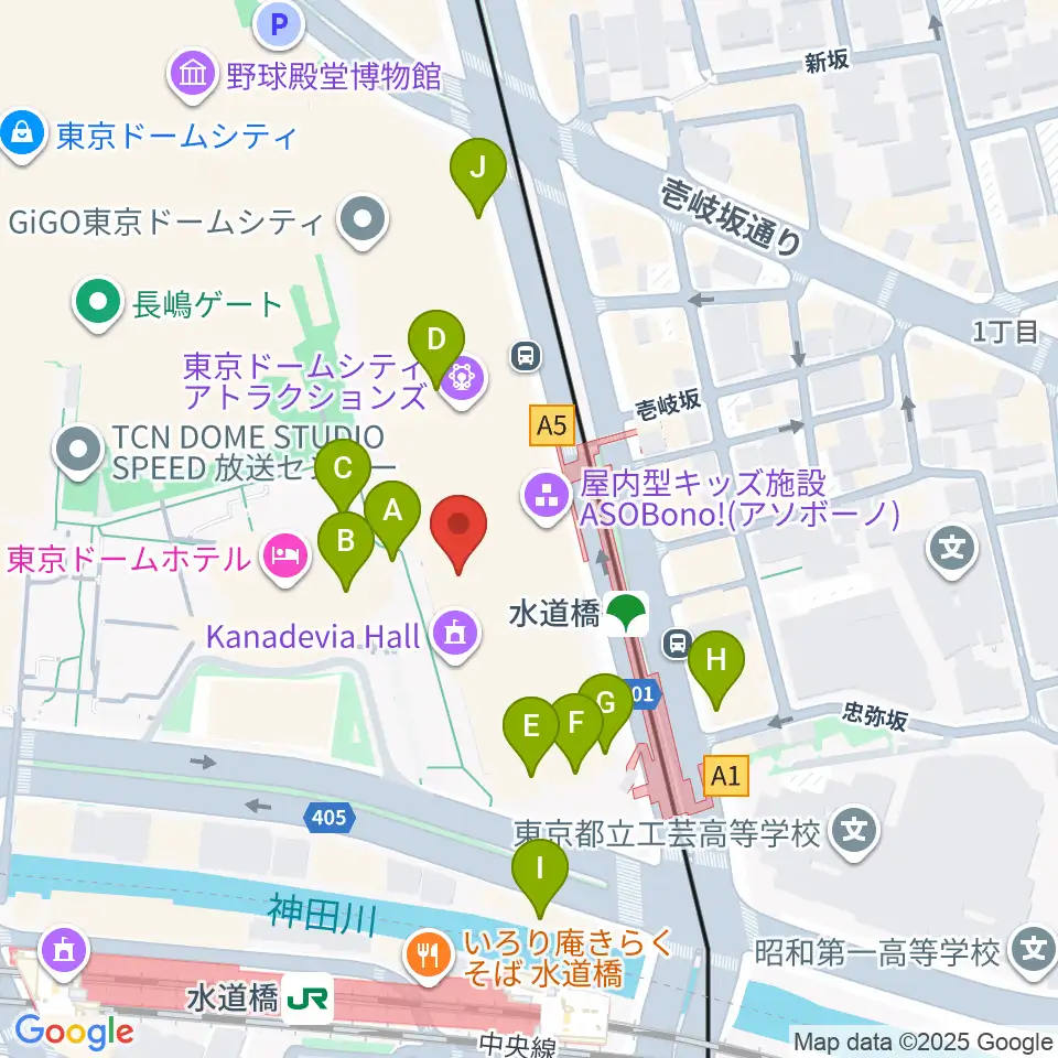 カナデビアホール周辺のカフェ一覧地図