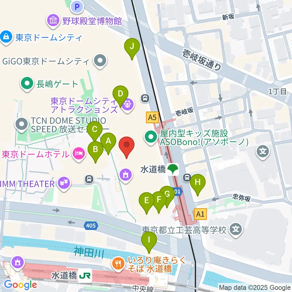 カナデビアホール周辺のカフェ一覧地図