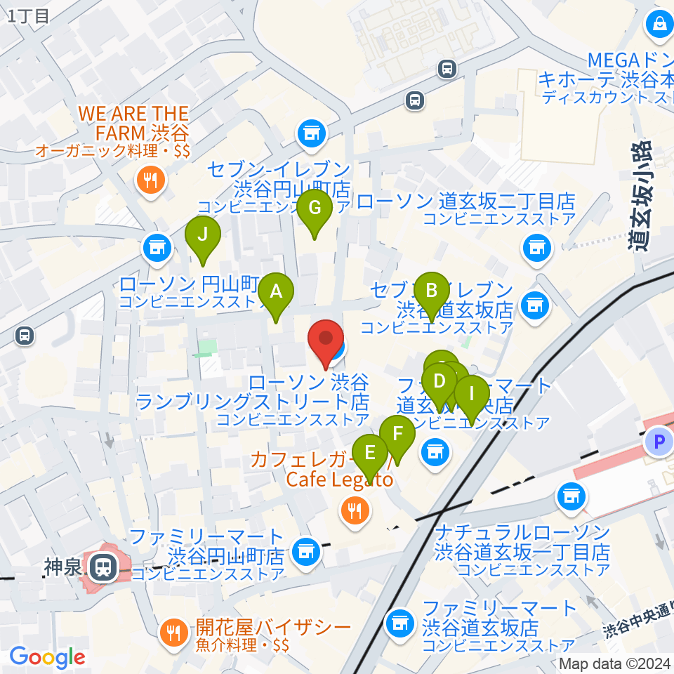 渋谷Spotify O-WEST周辺のカフェ一覧地図