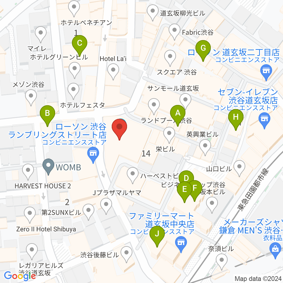 渋谷Spotify O-EAST周辺のカフェ一覧地図