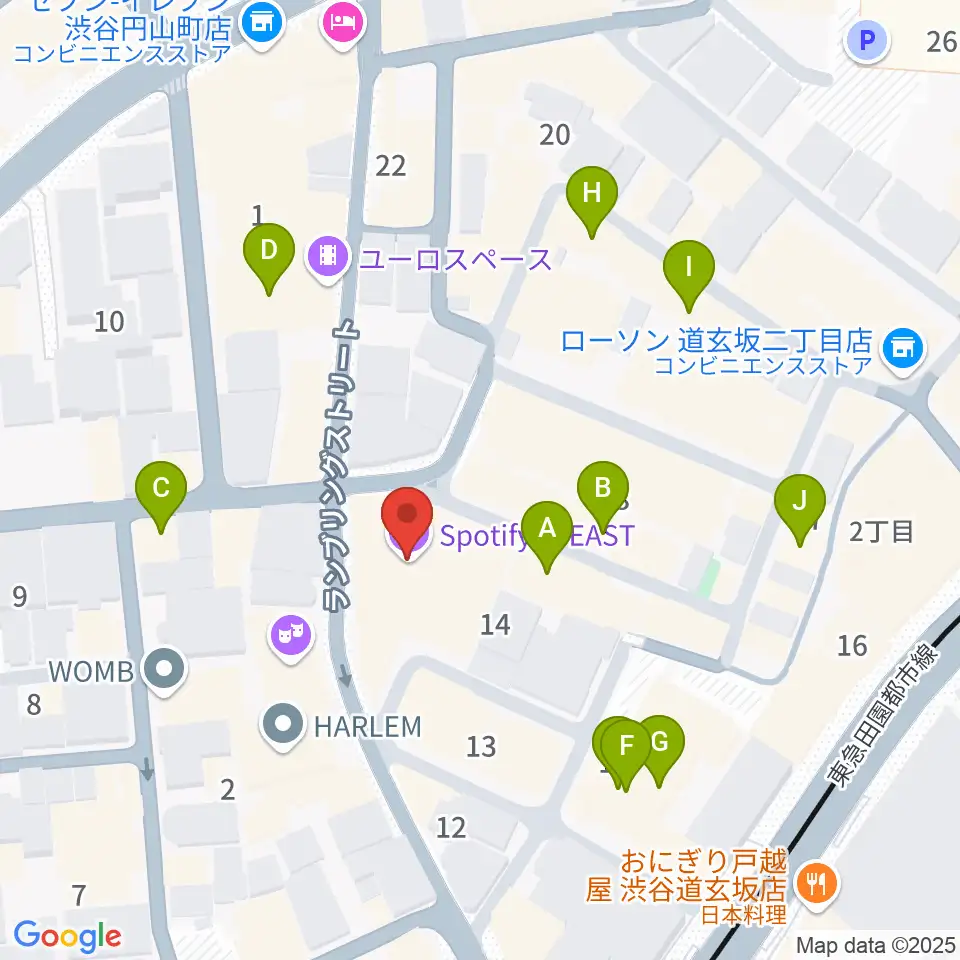 渋谷Spotify O-Crest 周辺のカフェ一覧地図