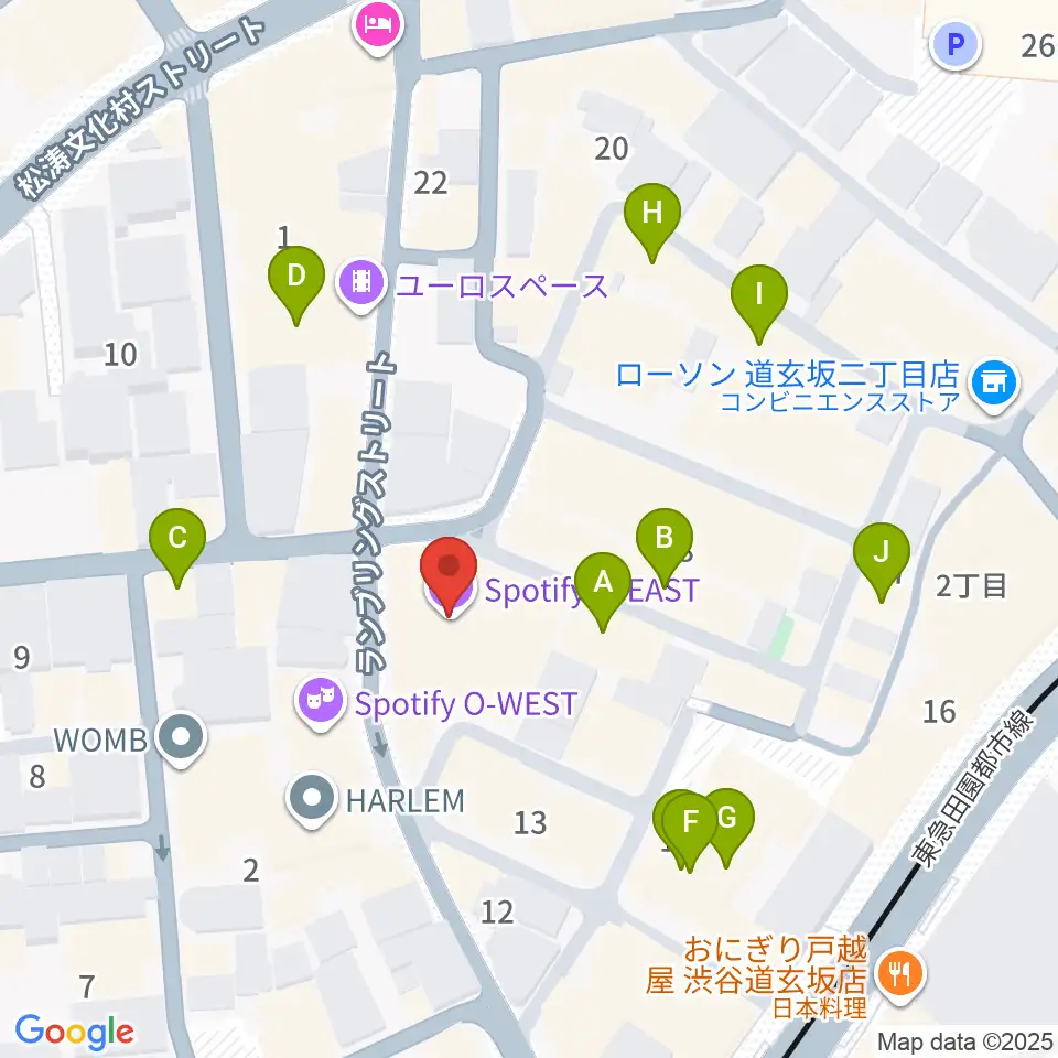 渋谷Spotify O-Crest 周辺のカフェ一覧地図