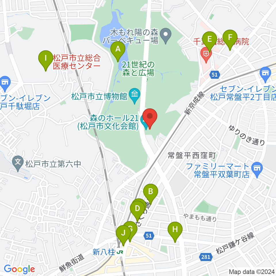 森のホール21周辺のカフェ一覧地図