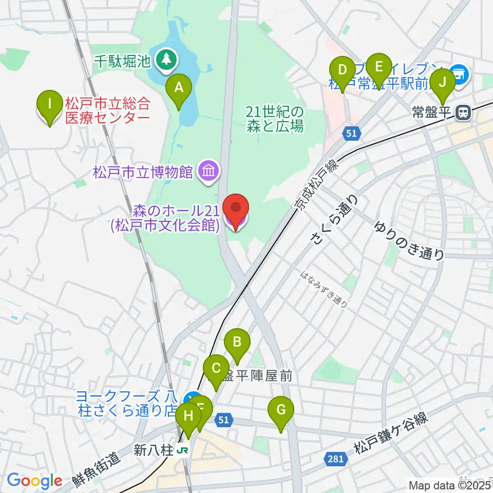 森のホール21周辺のカフェ一覧地図