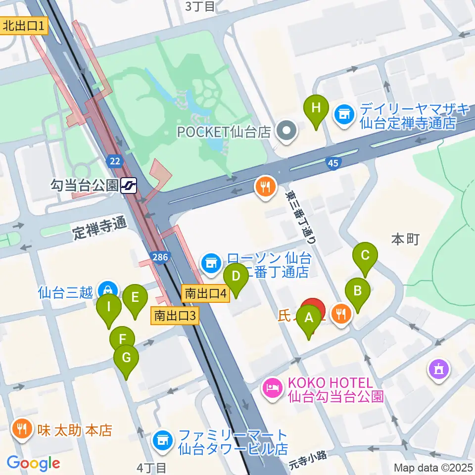 iアート くどう音楽教室周辺のカフェ一覧地図