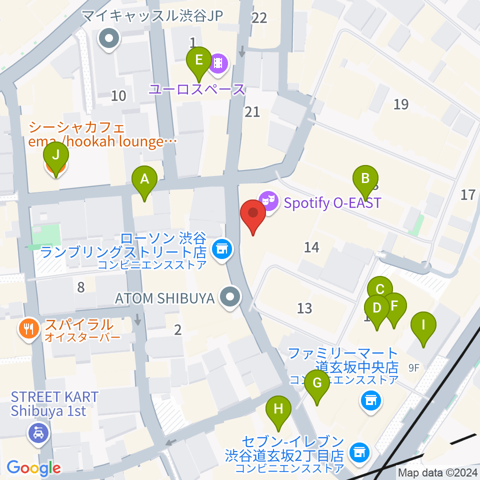 渋谷duo MUSIC EXCHANGE周辺のカフェ一覧地図