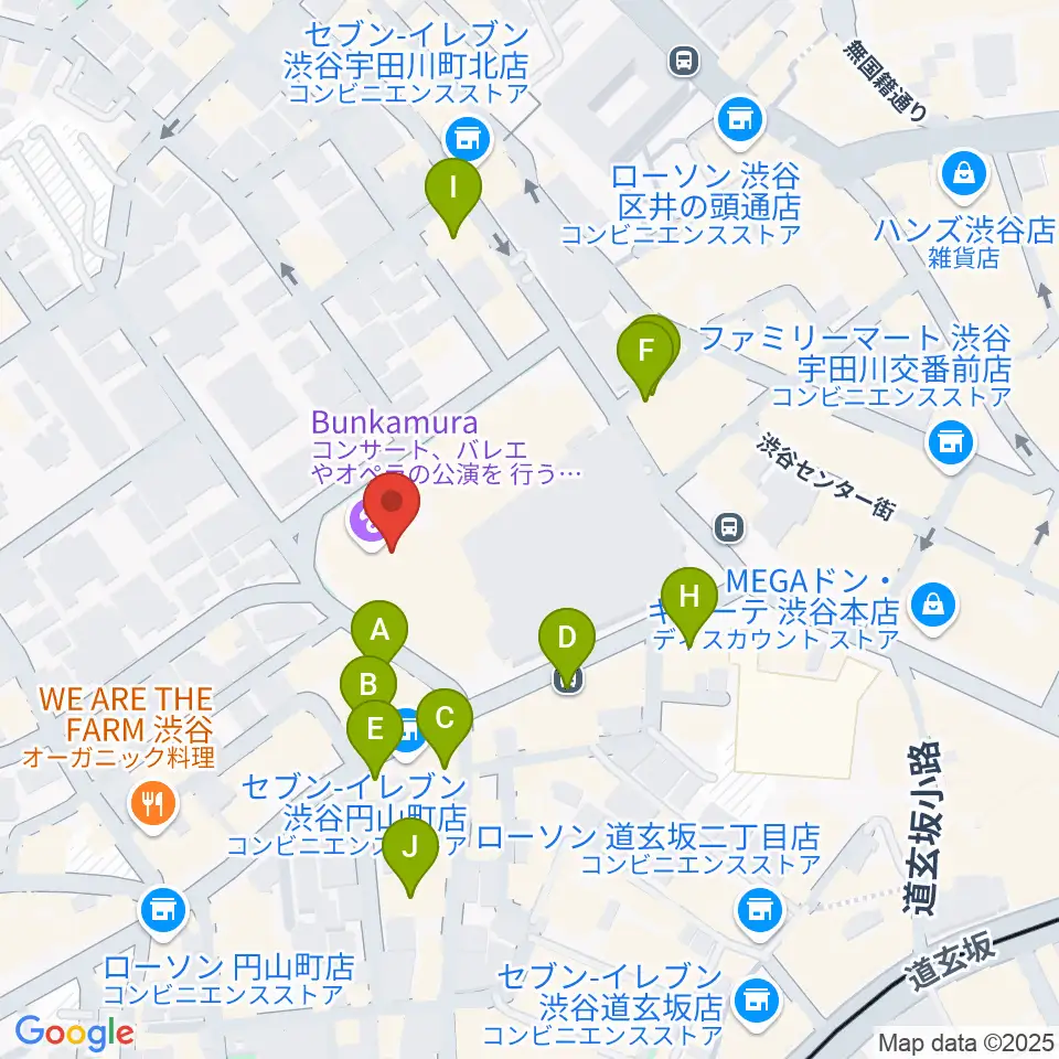 Bunkamuraオーチャードホール周辺のカフェ一覧地図