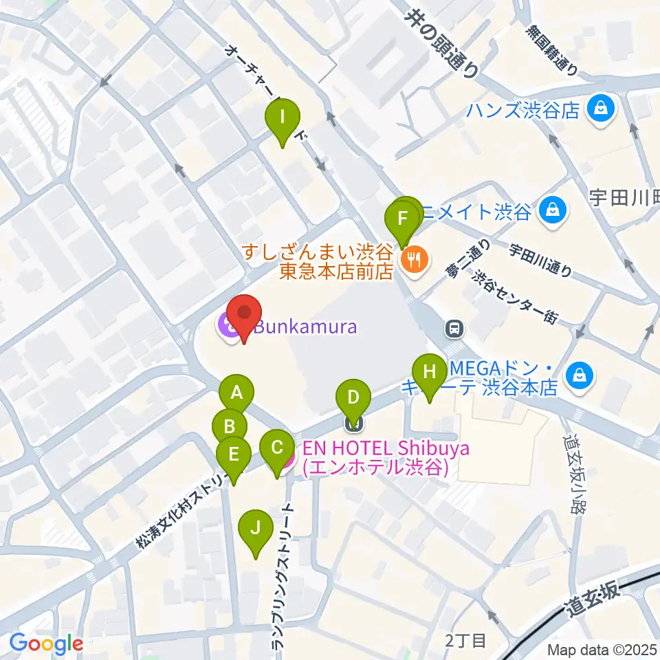 Bunkamuraオーチャードホール周辺のカフェ一覧地図