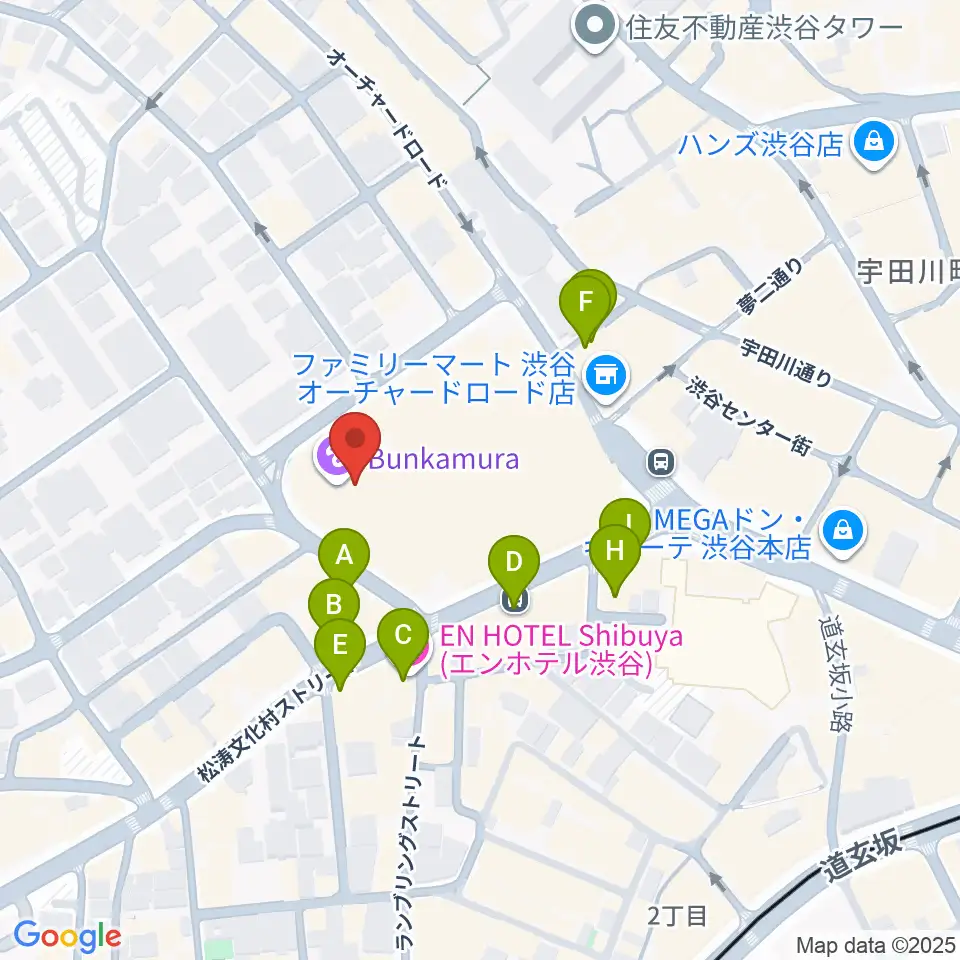 Bunkamuraオーチャードホール周辺のカフェ一覧地図