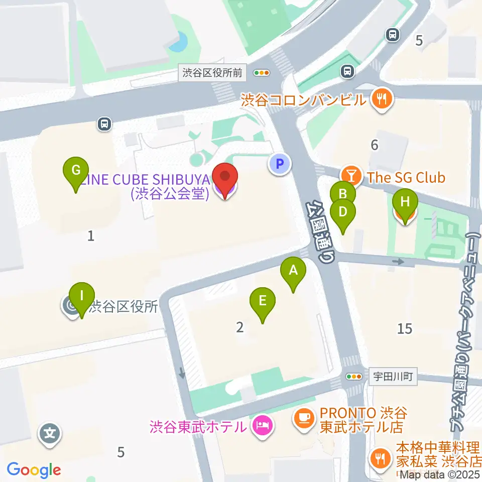 LINE CUBE SHIBUYA周辺のカフェ一覧地図