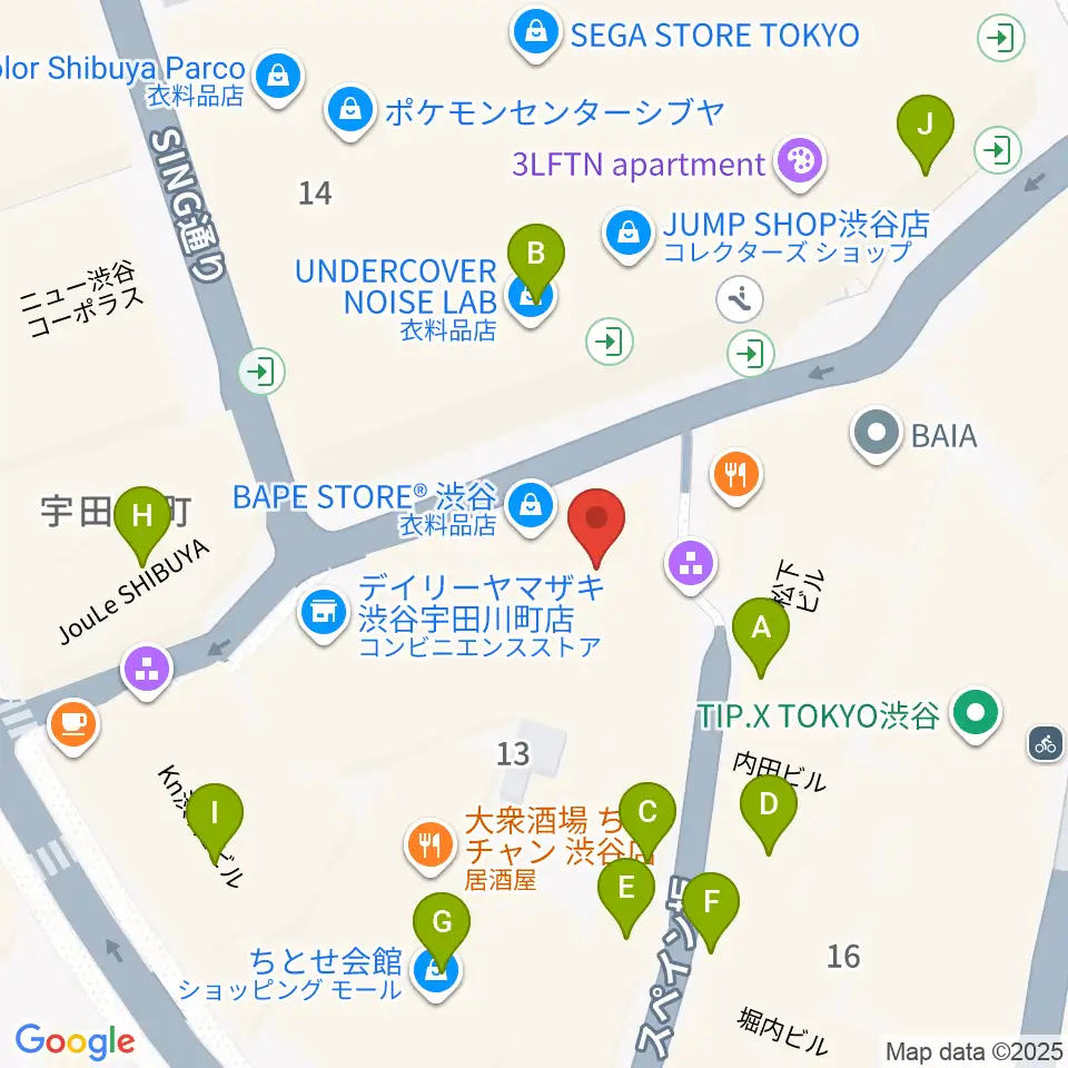 渋谷WWW WWW X周辺のカフェ一覧地図