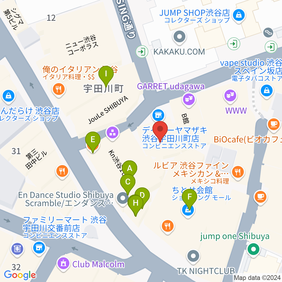 渋谷サイクロン周辺のカフェ一覧地図