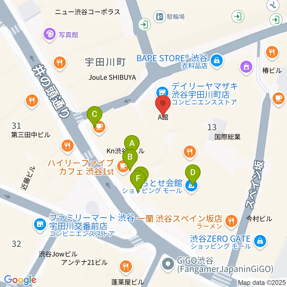 渋谷サイクロン周辺のカフェ一覧地図