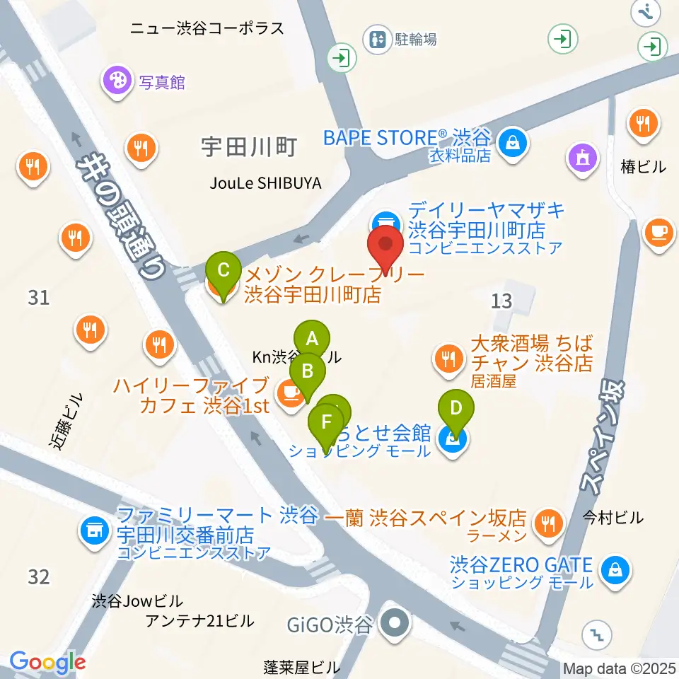 渋谷サイクロン周辺のカフェ一覧地図