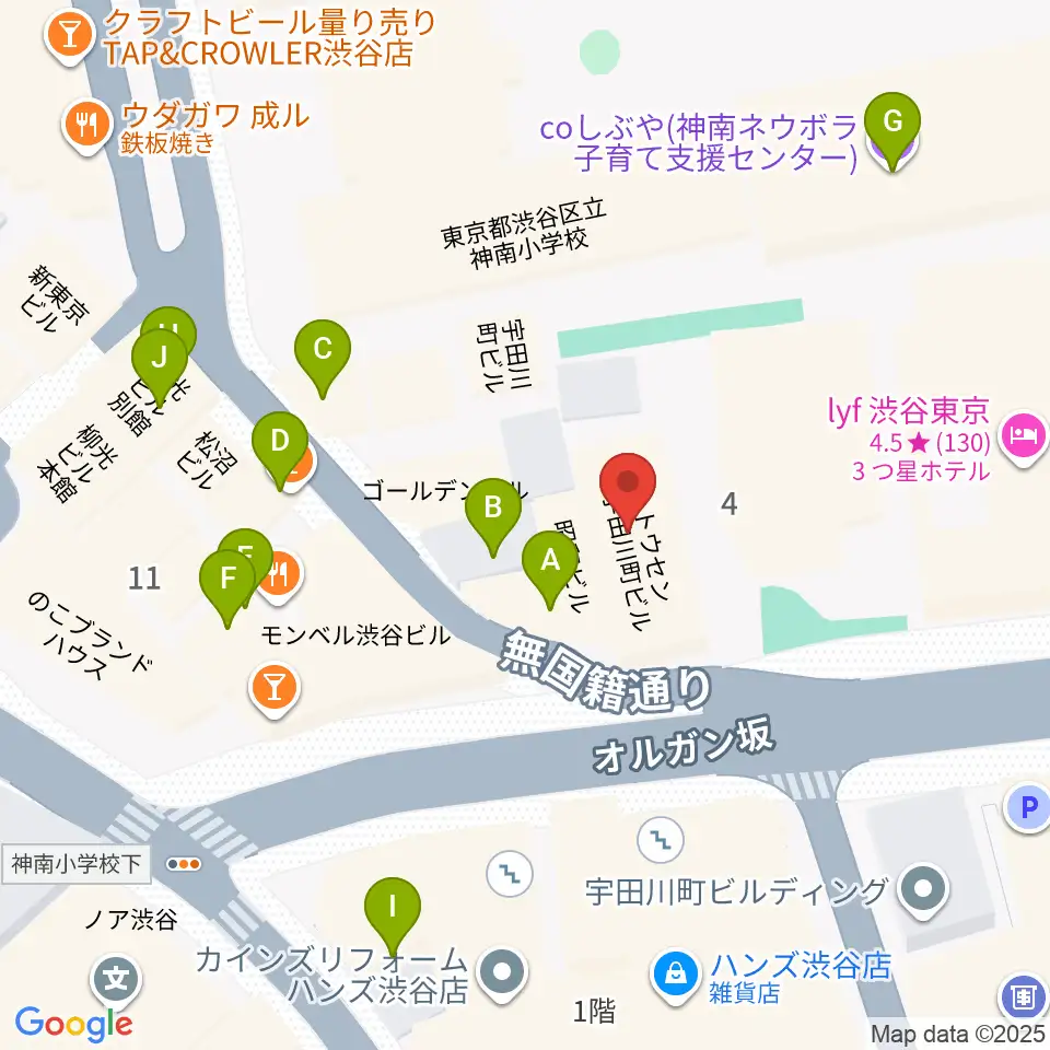 渋谷Milkyway周辺のカフェ一覧地図