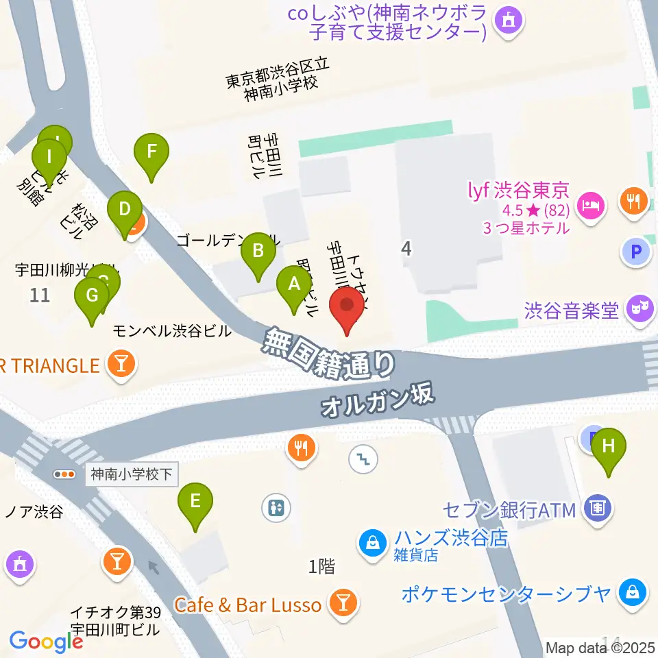 渋谷チェルシーホテル周辺のカフェ一覧地図