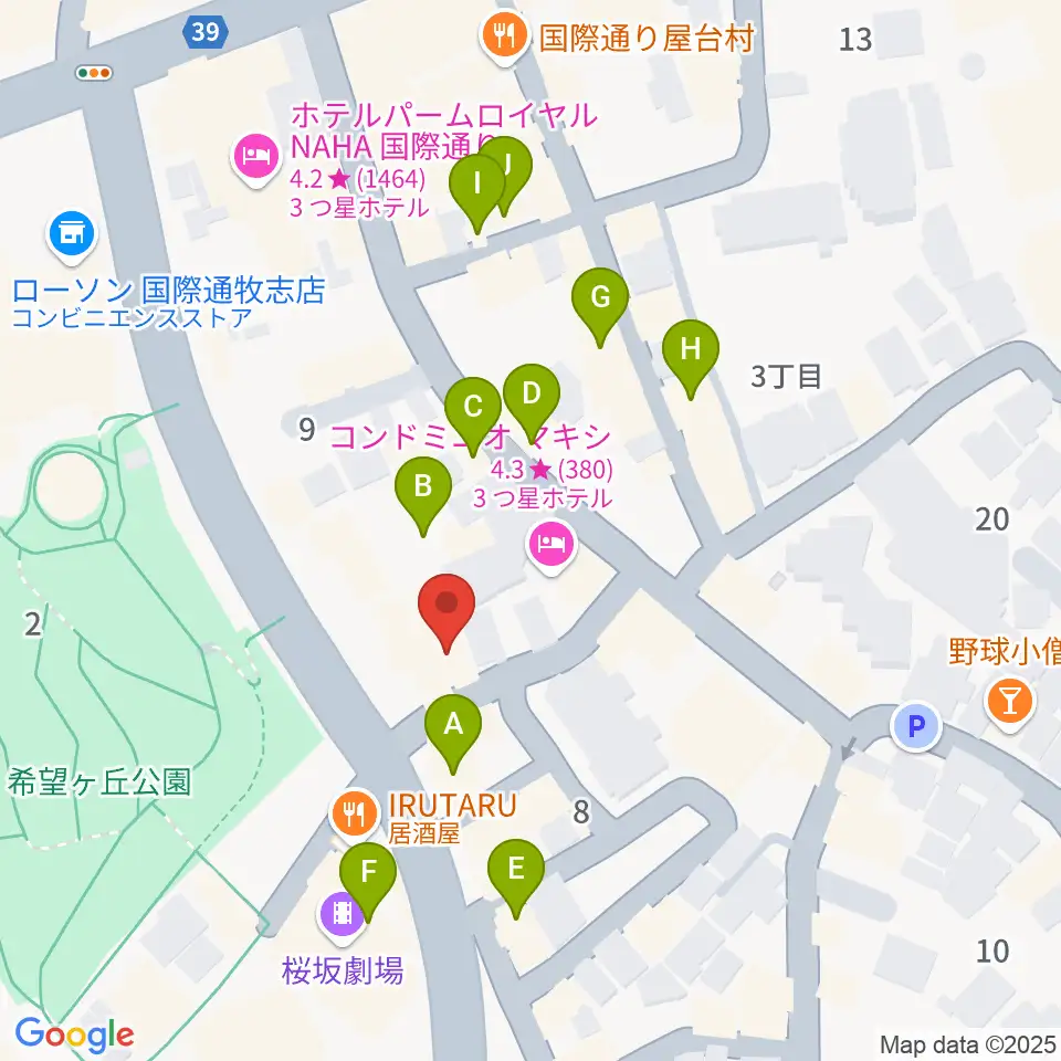 桜坂セントラル周辺のカフェ一覧地図