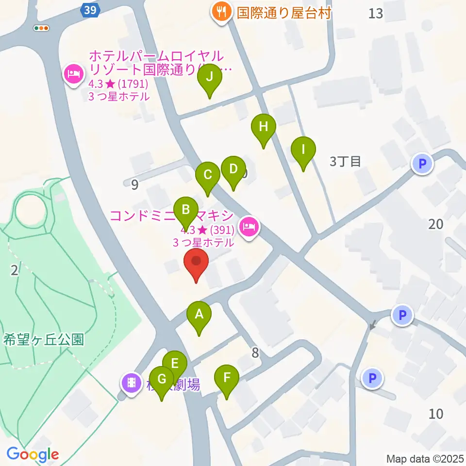 桜坂セントラル周辺のカフェ一覧地図