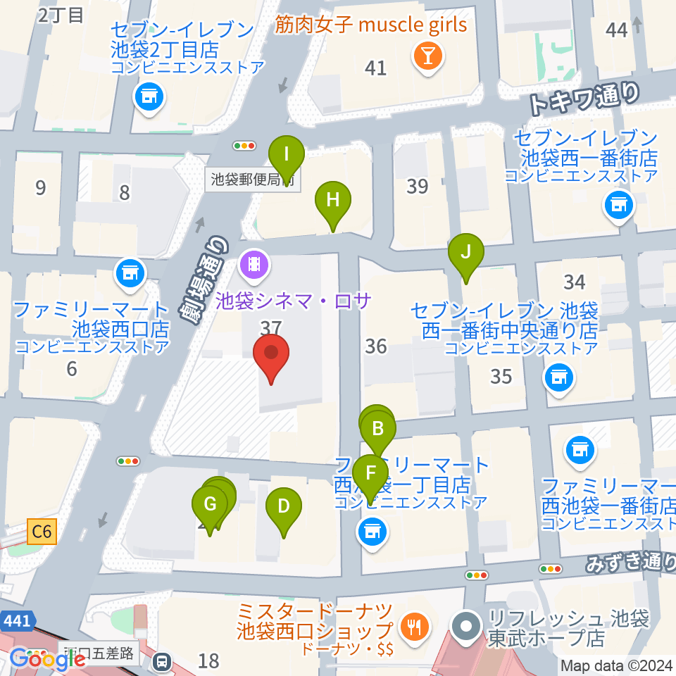 池袋LIVE INN ROSA周辺のカフェ一覧地図