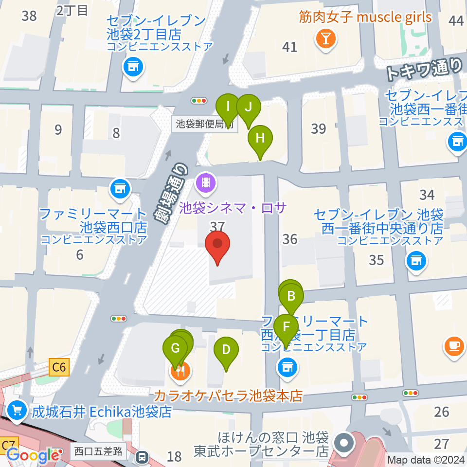 池袋LIVE INN ROSA周辺のカフェ一覧地図