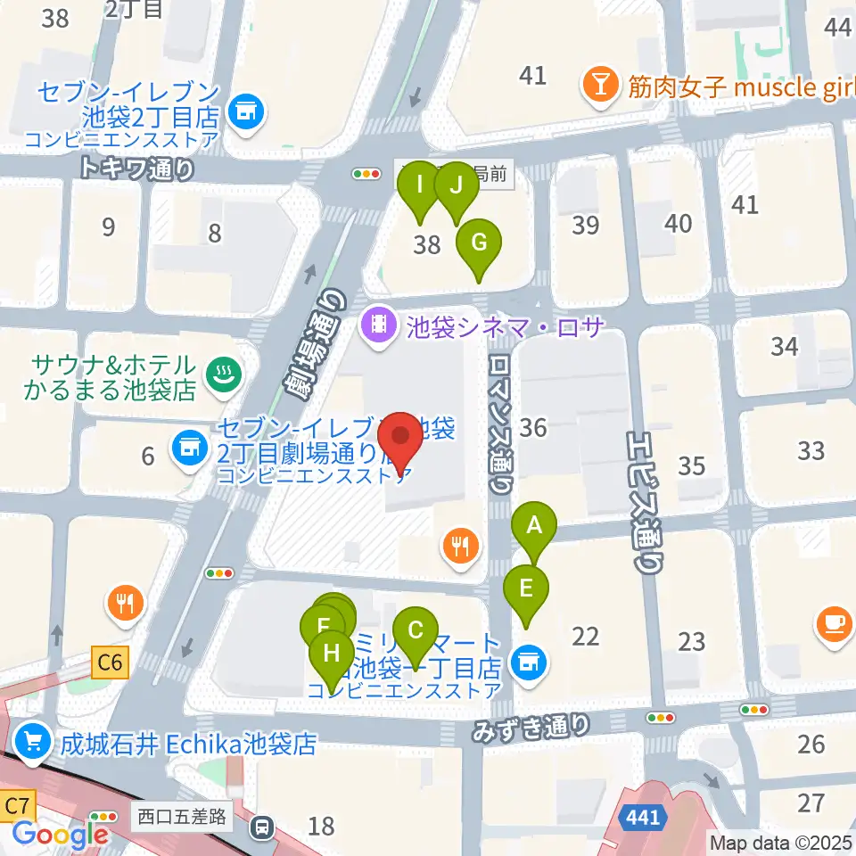 池袋LIVE INN ROSA周辺のカフェ一覧地図