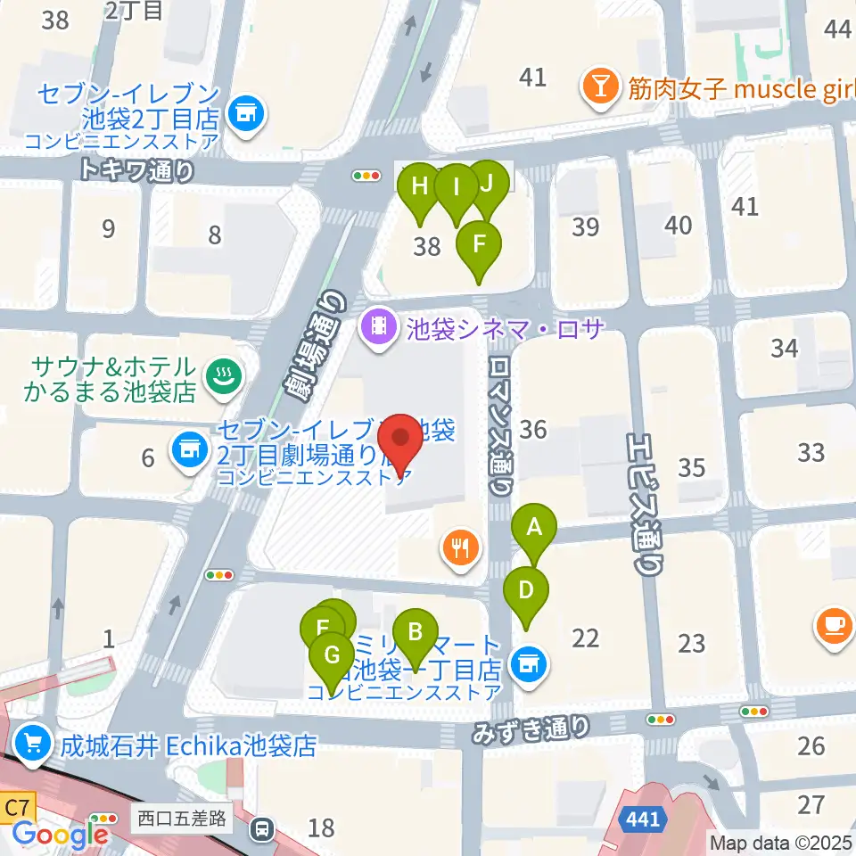 池袋LIVE INN ROSA周辺のカフェ一覧地図