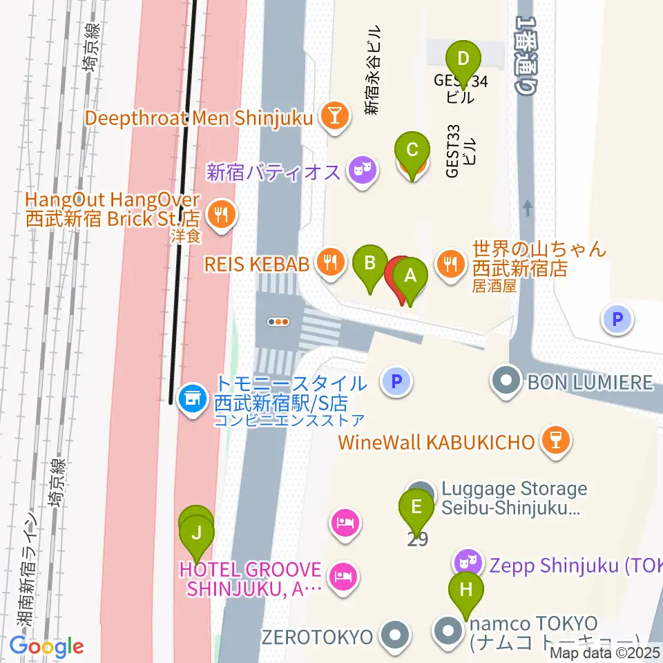 新宿マーブル周辺のカフェ一覧地図