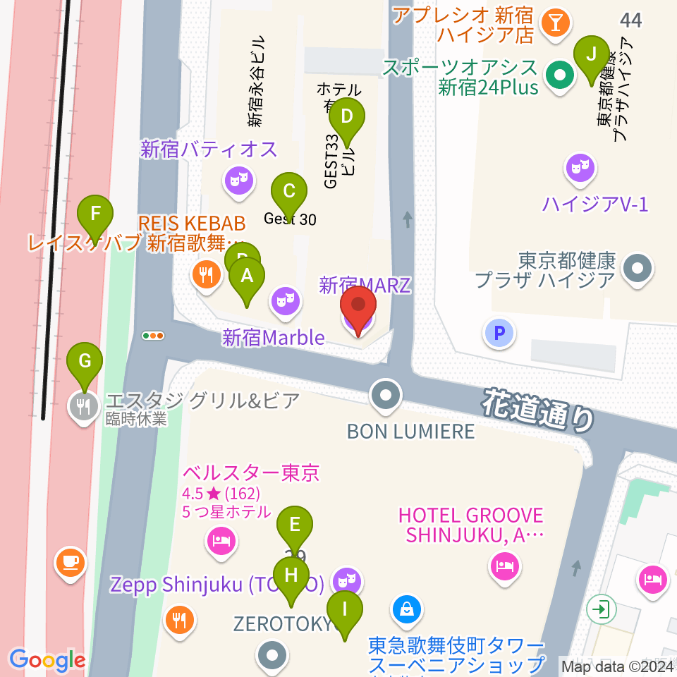 新宿MARZ周辺のカフェ一覧地図