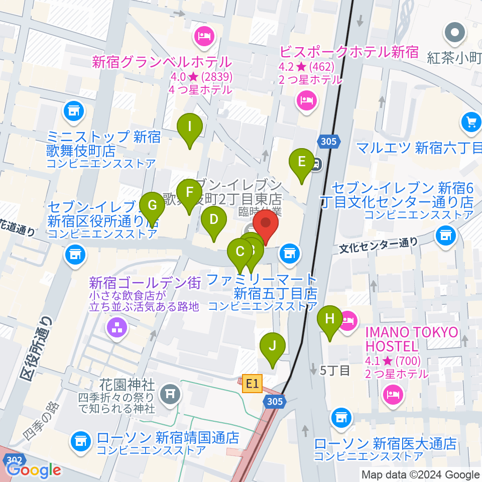 新宿ナインスパイス周辺のカフェ一覧地図