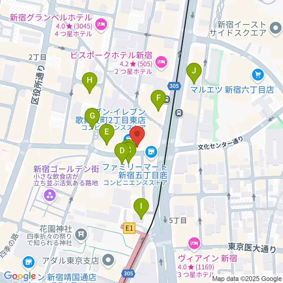 新宿ナインスパイス周辺のカフェ一覧地図