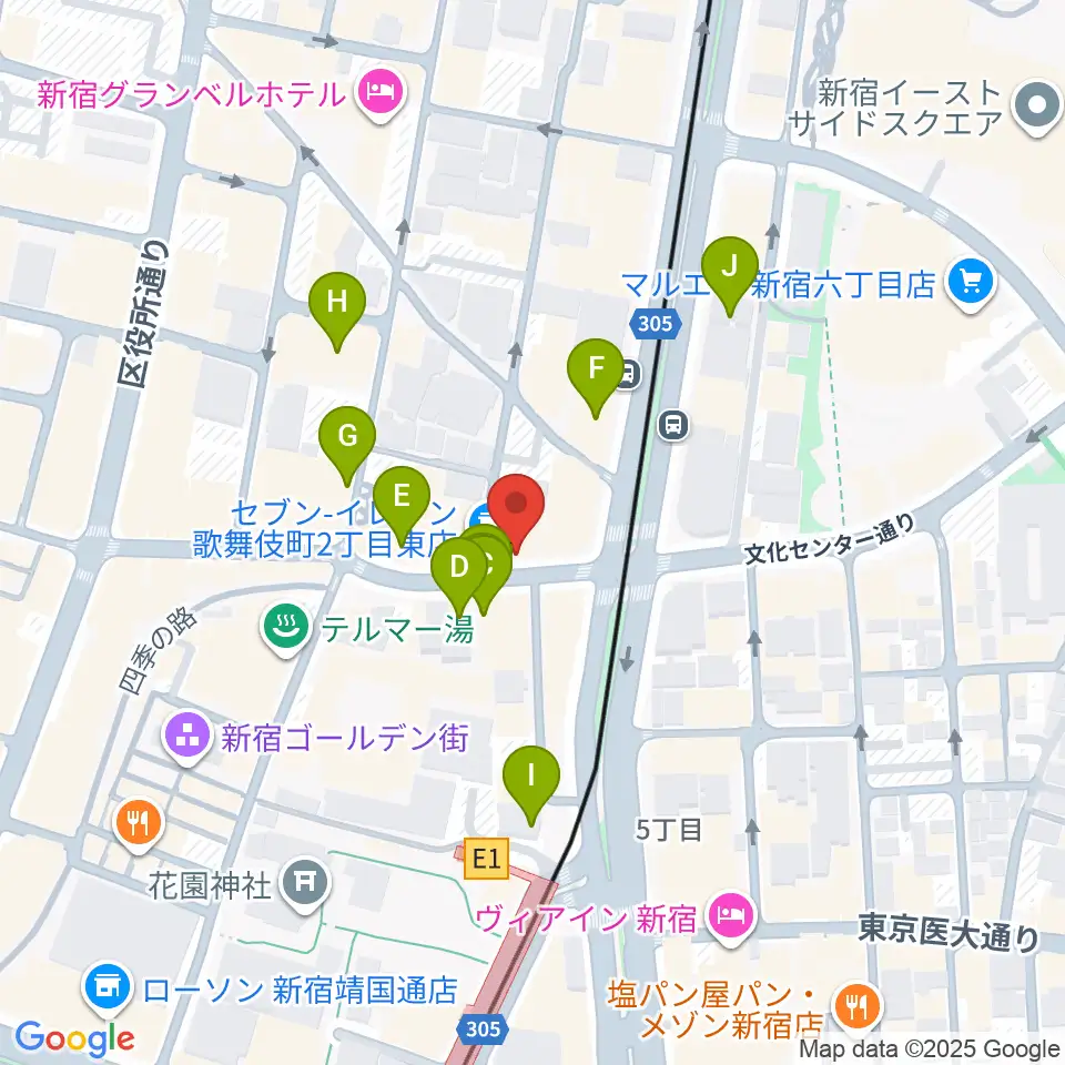 新宿ナインスパイス周辺のカフェ一覧地図
