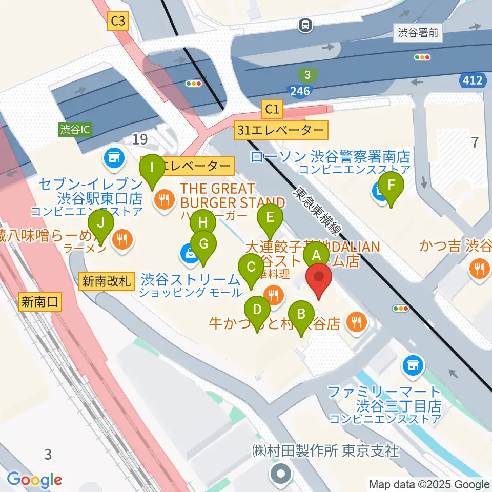 渋谷OTO周辺のカフェ一覧地図