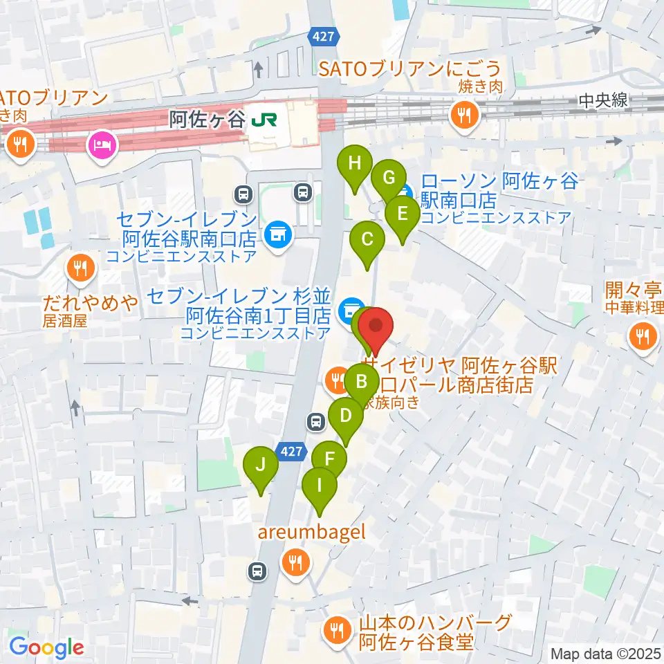 阿佐ヶ谷ロフトA周辺のカフェ一覧地図