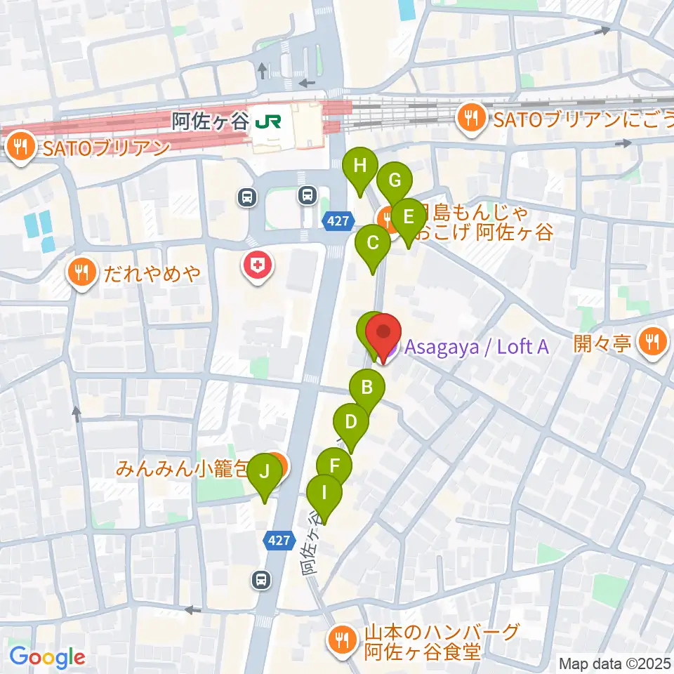 阿佐ヶ谷ロフトA周辺のカフェ一覧地図