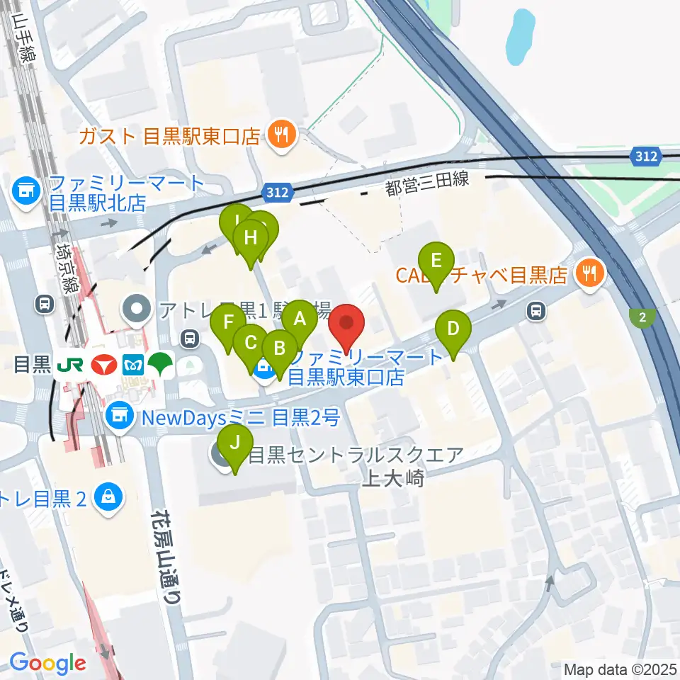 目黒ライブステーション周辺のカフェ一覧地図