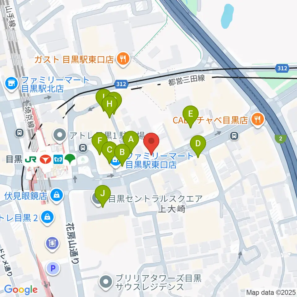 目黒ライブステーション周辺のカフェ一覧地図
