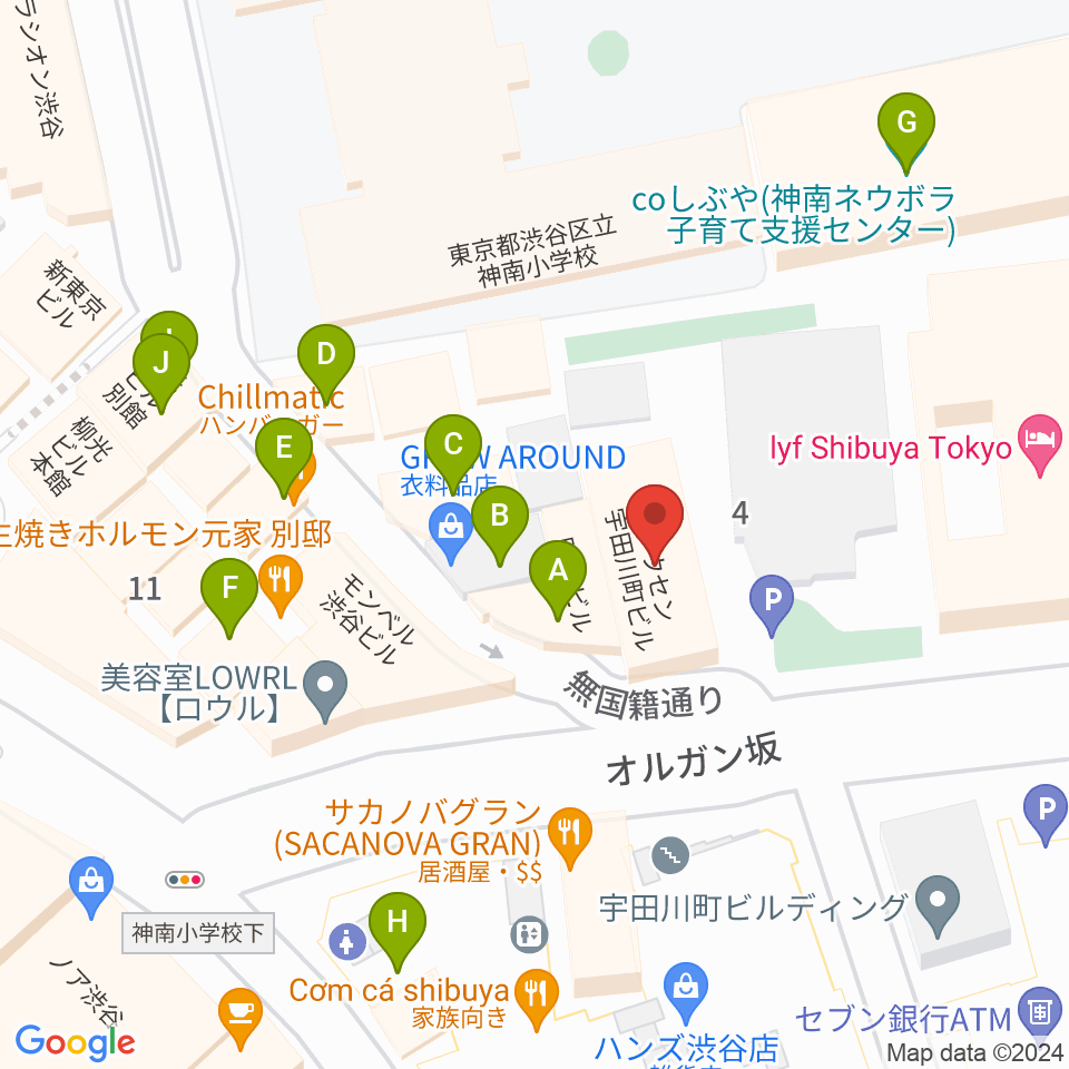 渋谷THE GAME周辺のカフェ一覧地図