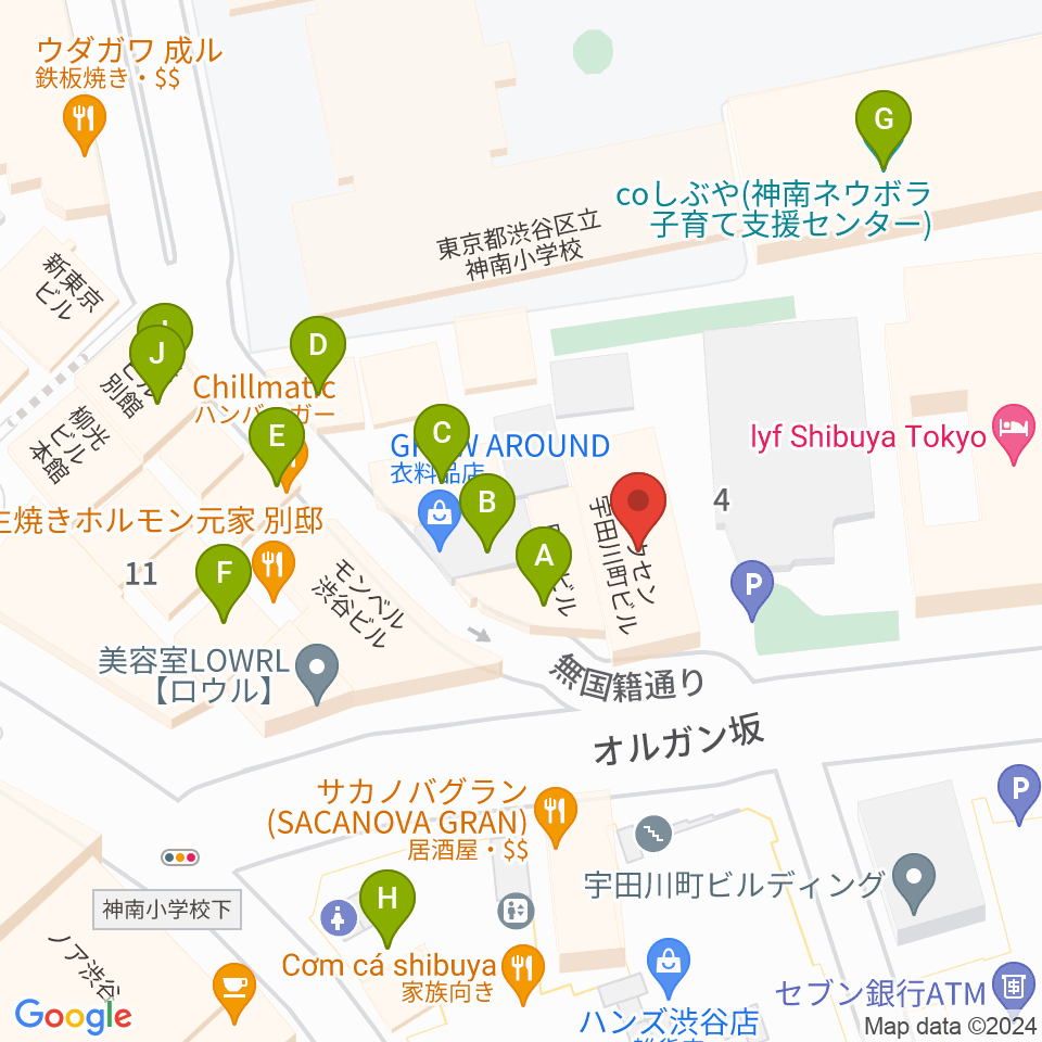 渋谷THE GAME周辺のカフェ一覧地図