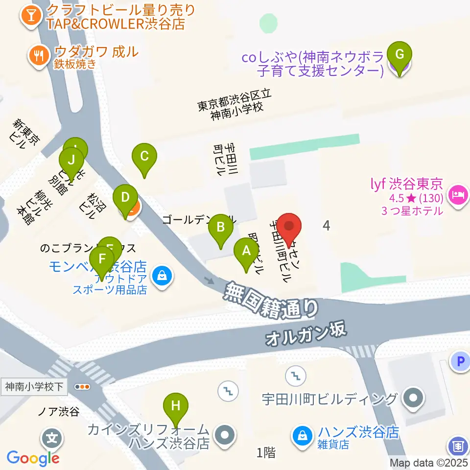 渋谷THE GAME周辺のカフェ一覧地図