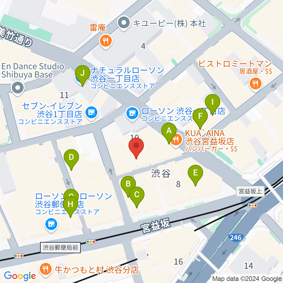 渋谷LUSH周辺のカフェ一覧地図