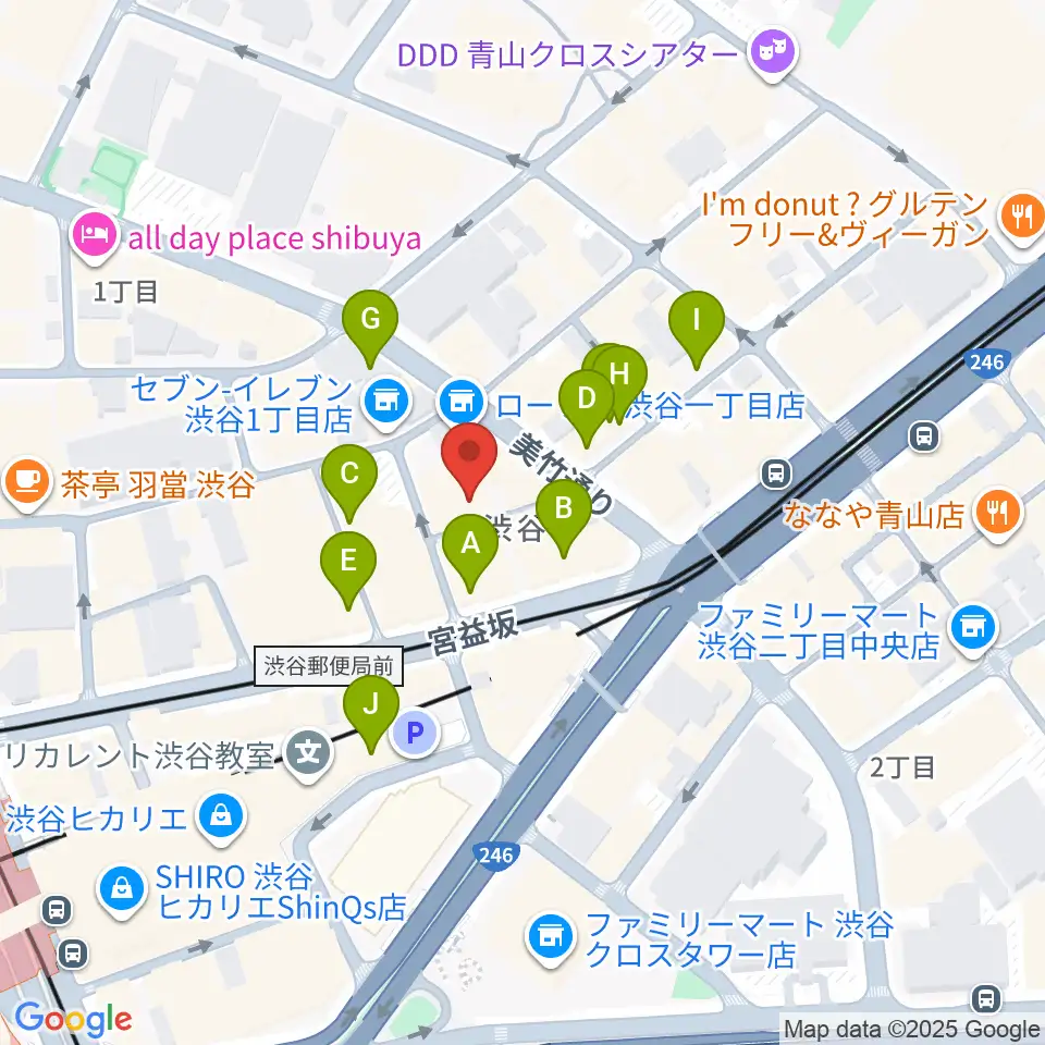 渋谷LUSH周辺のカフェ一覧地図