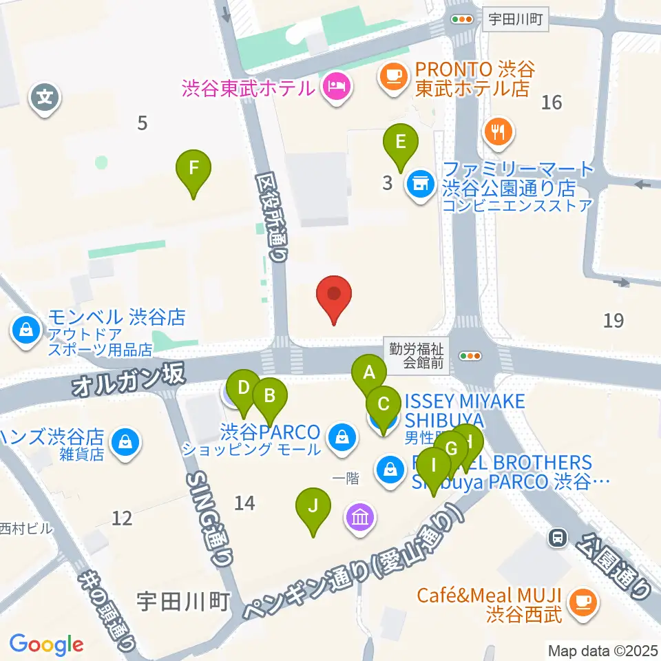 渋谷gee-ge.周辺のカフェ一覧地図