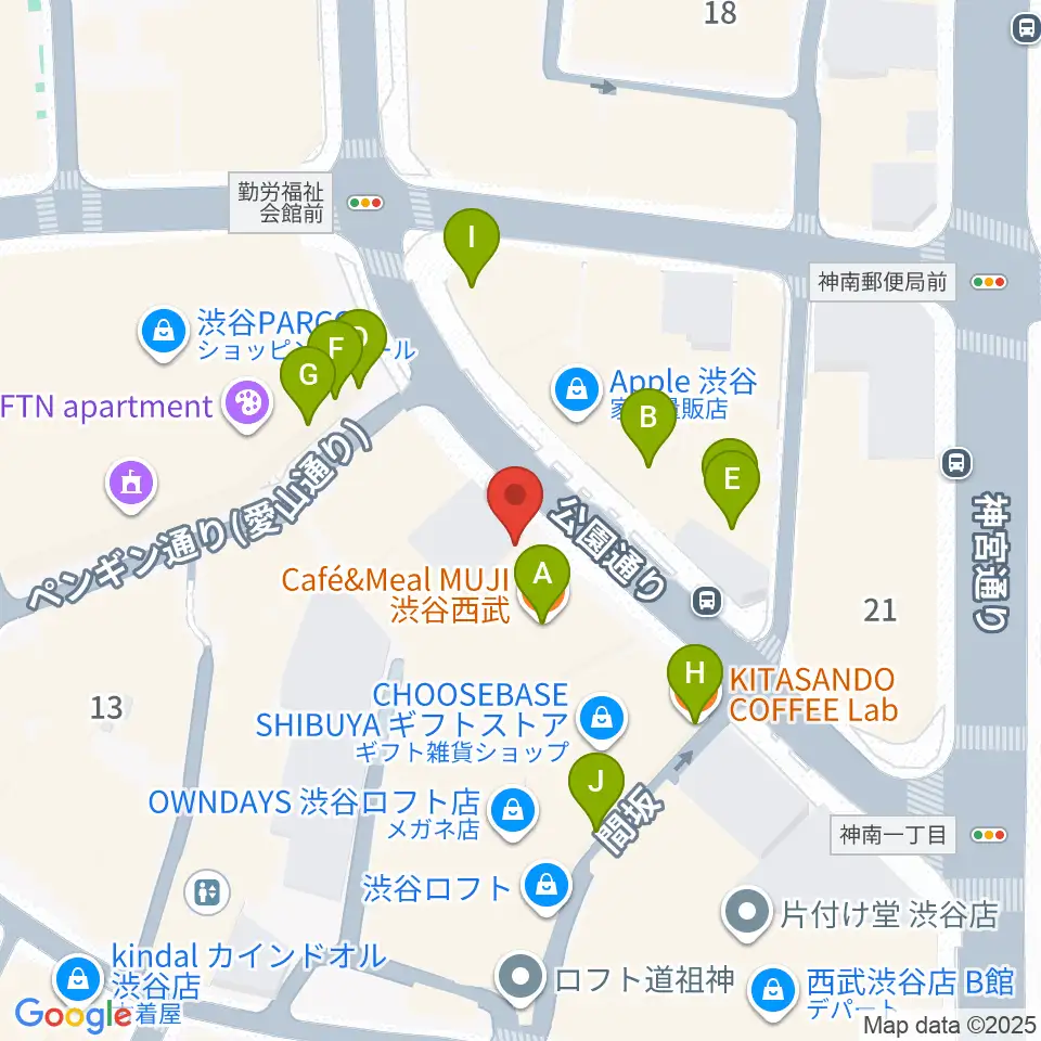 公園通りクラシックス周辺のカフェ一覧地図