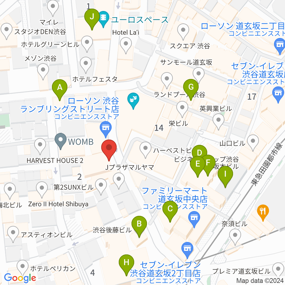 渋谷HARLEM周辺のカフェ一覧地図