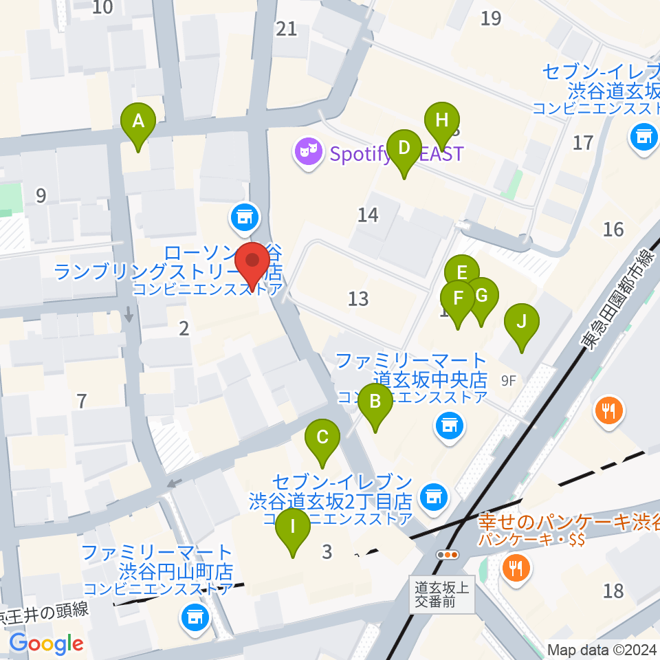 渋谷HARLEM周辺のカフェ一覧地図