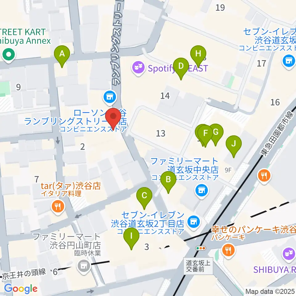 渋谷HARLEM周辺のカフェ一覧地図