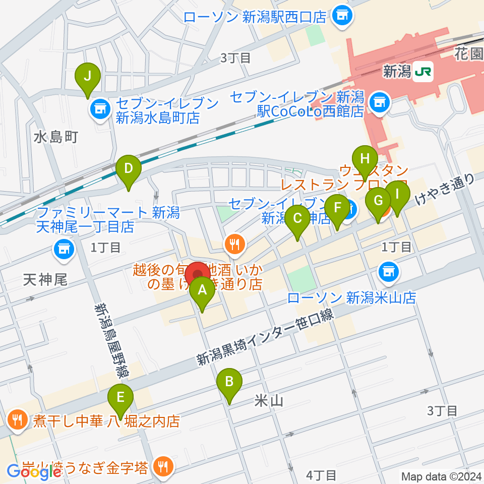 新潟ジキル＆ハイド周辺のカフェ一覧地図