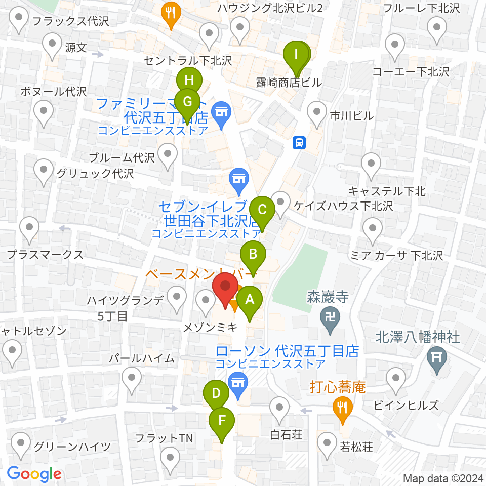 下北沢THREE周辺のカフェ一覧地図